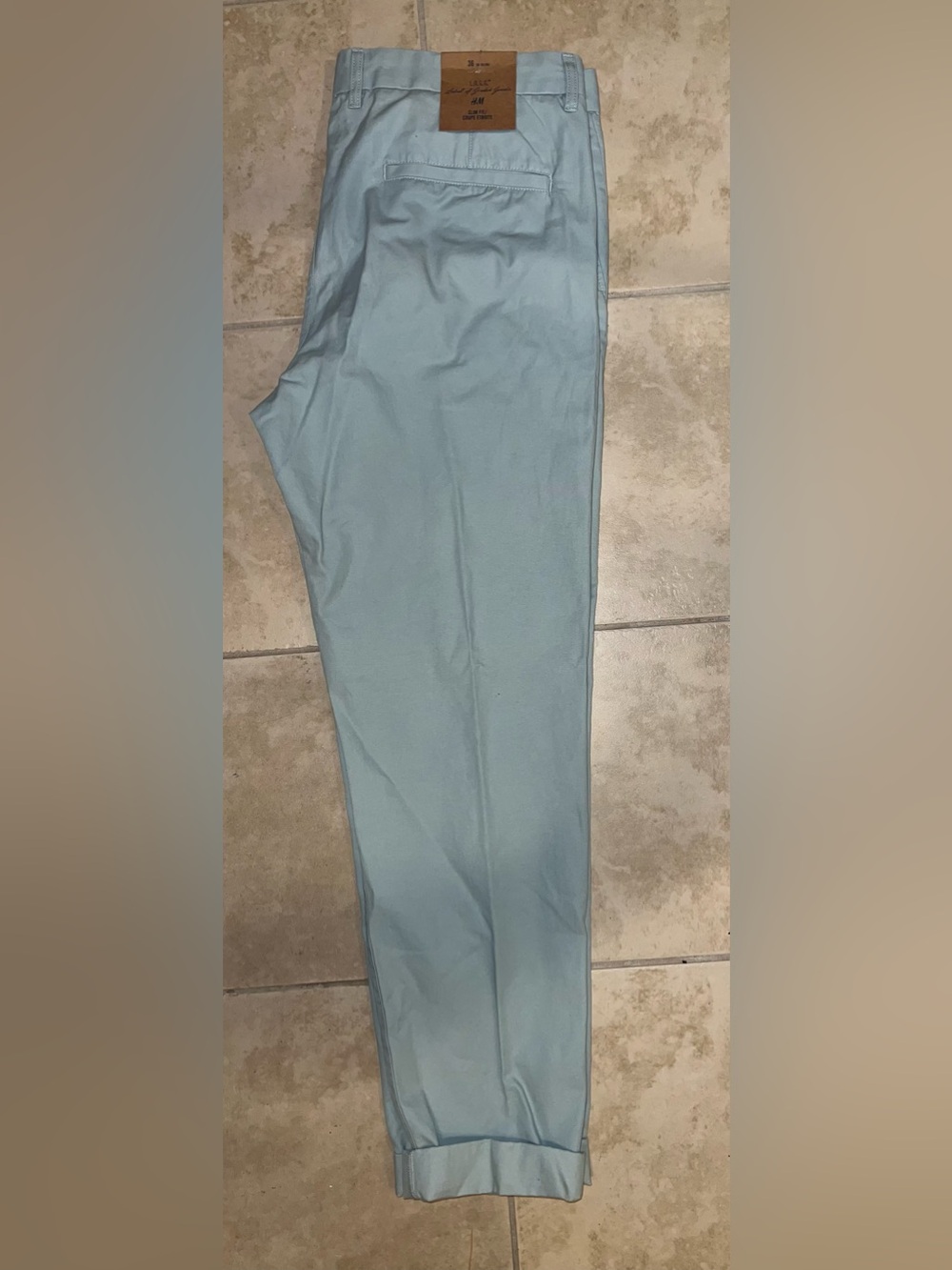 H&M LOGG Mens Skinny Fit Chino Stretch Pants Size 36 Aqua Blue